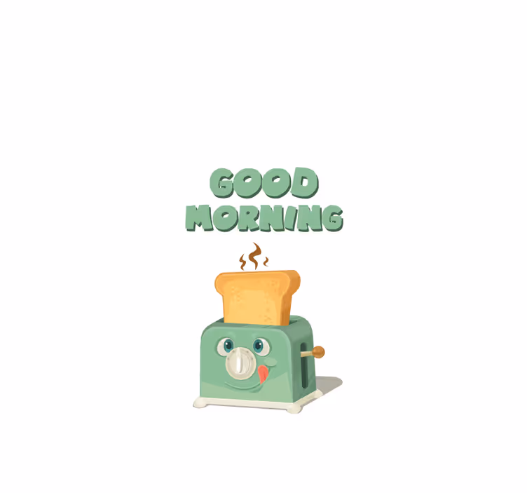 Goedemorgen met broodrooster rolgordijn keuken - TenStickers