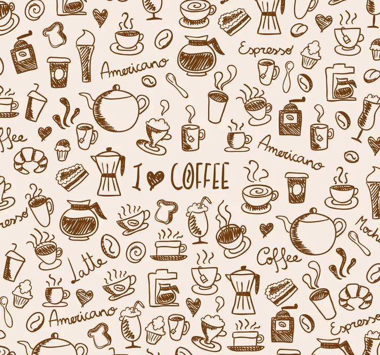 Koffie patroon rolgordijn keuken - TenStickers