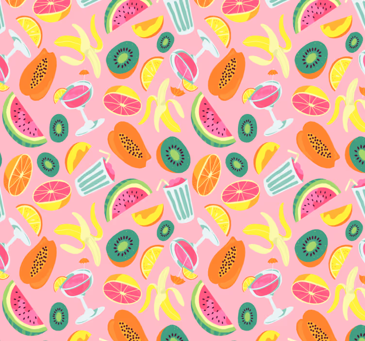 Kleurrijk fruitpatroon rolgordijn keuken - TenStickers