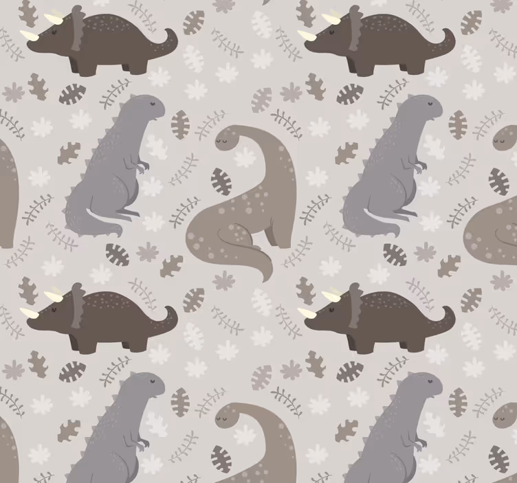 Grijs patroon raambekleding dinosaurus - TenStickers