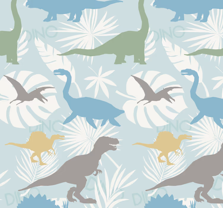 Pastelkleurenpatroon raambekleding dinosaurus - TenStickers