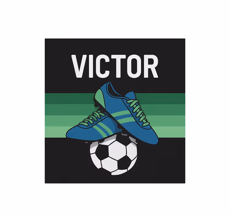 Voetbalschoenen met naam rolgordijn kinderkamer - TenStickers
