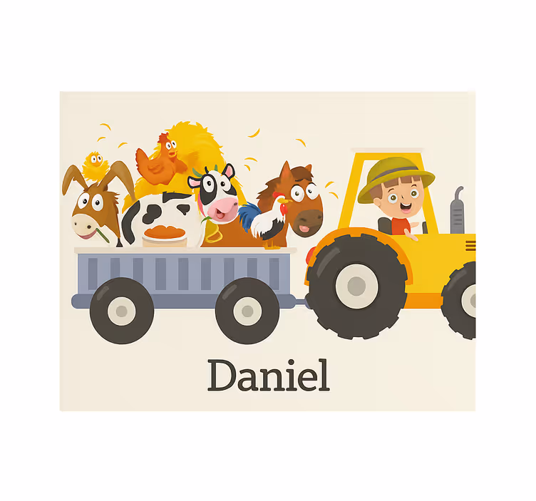 Landbouwtractor met naam rolgordijn gepersonaliseerd - TenStickers