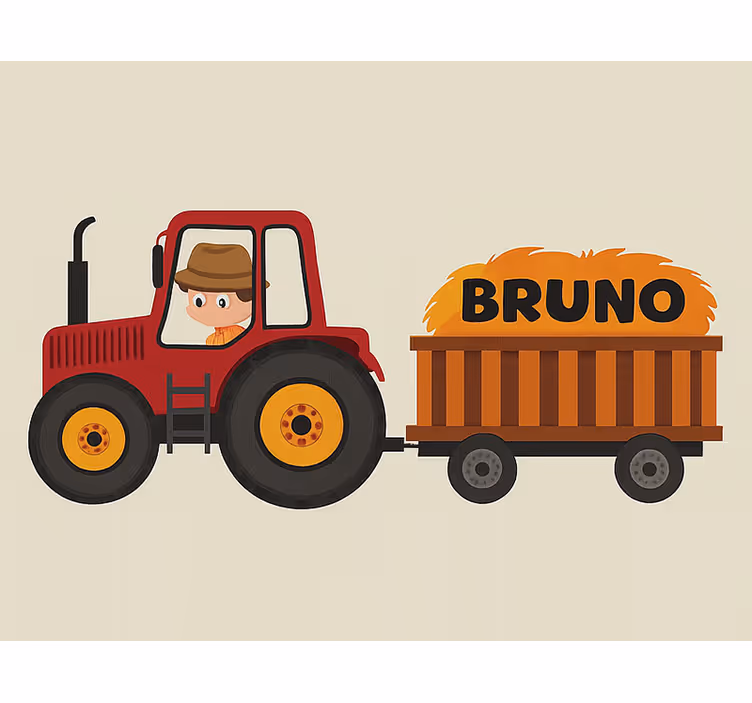 Tractorontwerp met naam rolgordijn kinderkamer - TenStickers
