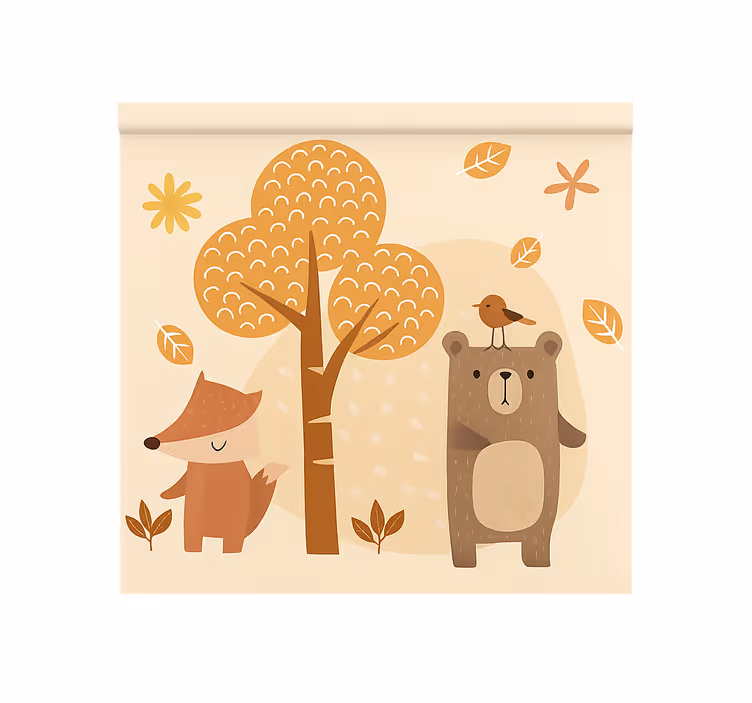 Beige bosdieren rolgordijn kinderkamer - TenStickers