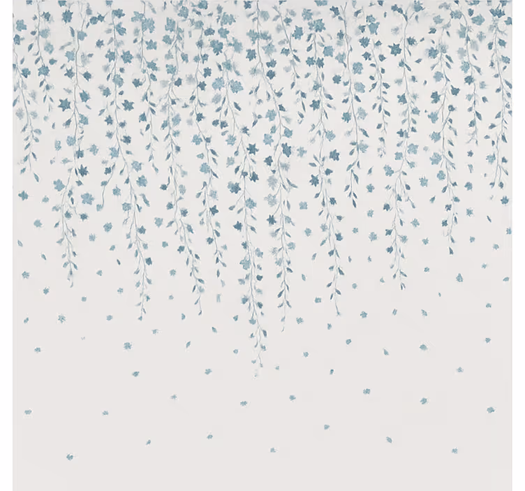 Blauwe bloemen waterval raambekleding badkamer - TenStickers