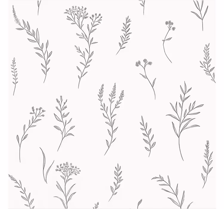 Witte kleur met planten rolgordijn hoofd slaapkamer - TenStickers
