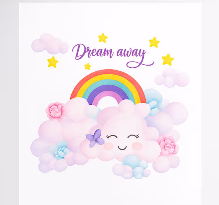 Roze wolken en regenboog rolgordijn kinderkamer - TenStickers