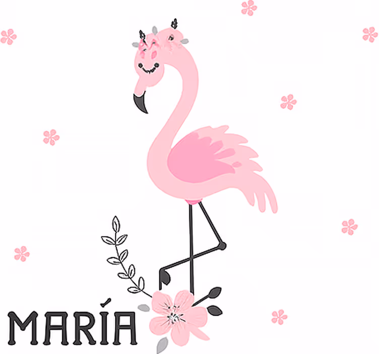Roze flamenco met naam rolgordijn kinderkamer - TenStickers