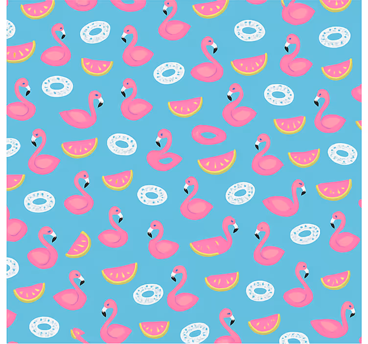 Blauwe flamingoprint rolgordijn kinderkamer - TenStickers