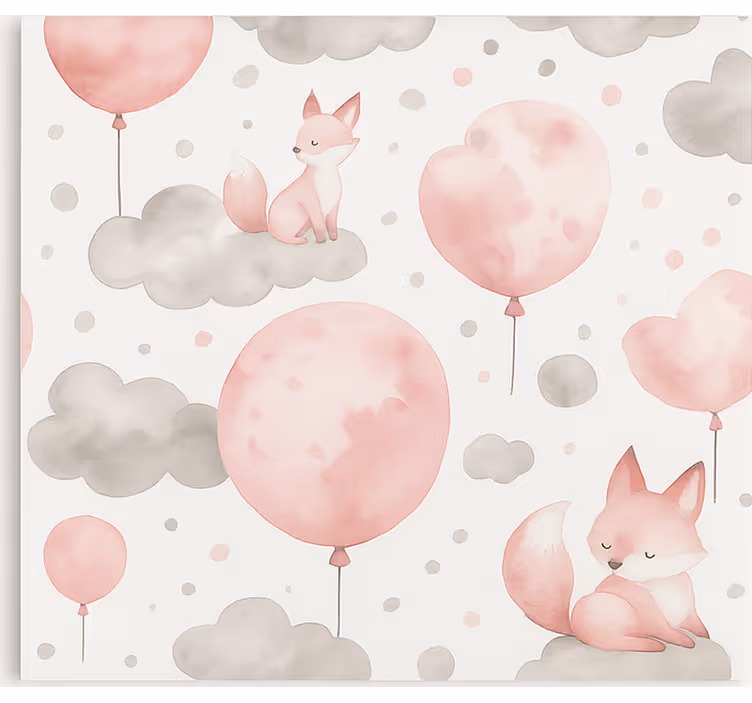 Pastel ballonnen en wolken rolgordijn kinderkamer - TenStickers