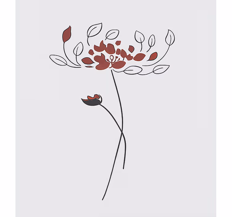 Minimalistische botanische schets rolgordijn kinderkamer - TenStickers