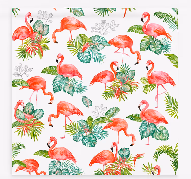 Flamingo tropisch patroon rolgordijn keuken - TenStickers