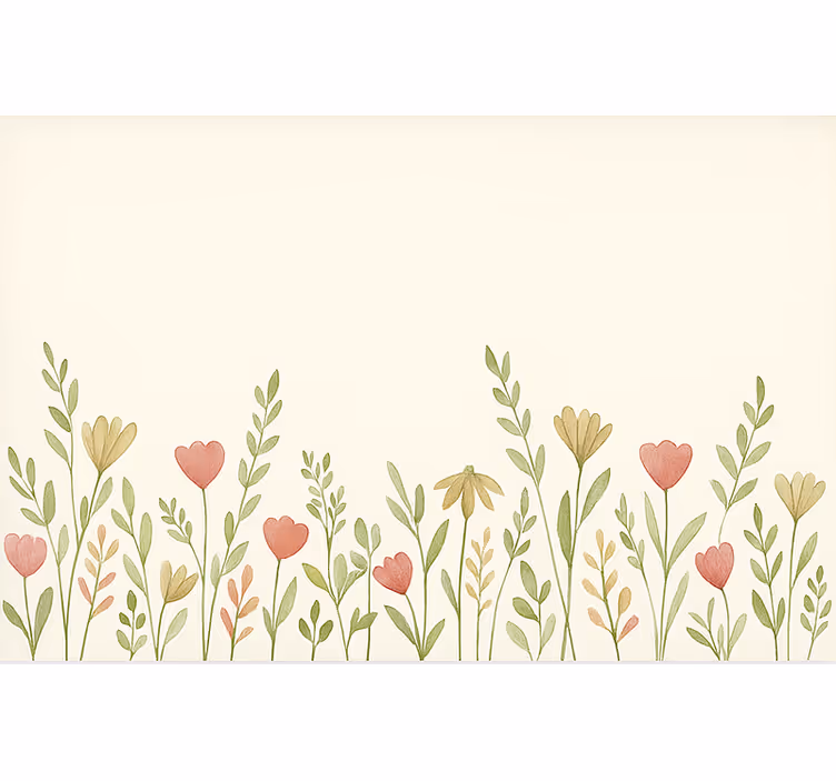 Veldbloemen rand rolgordijn keuken - TenStickers