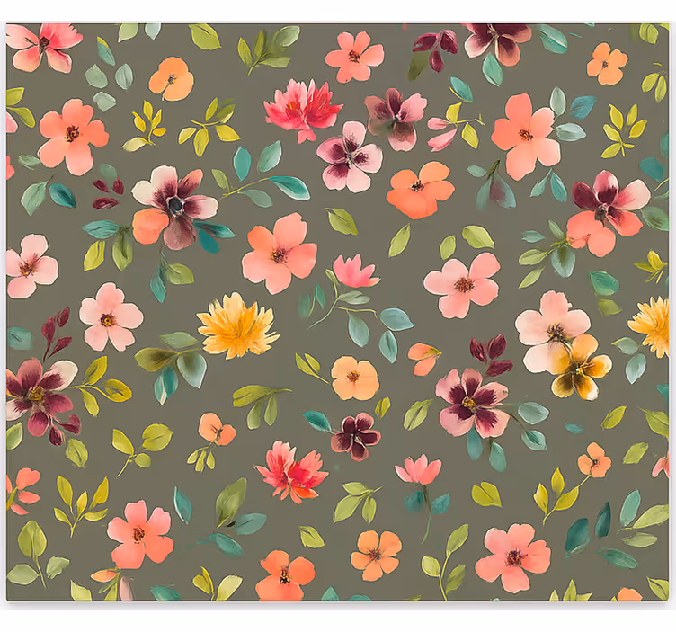 Levendige aquarelbloemen rolgordijn keuken - TenStickers