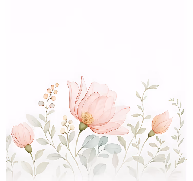 Abstracte doorschijnende bloemen rolgordijn hoofd slaapkamer - TenStickers