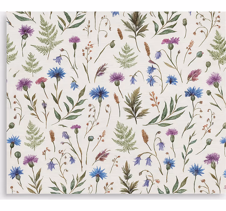 Patroon van een wilde bloemenweide rolgordijn woonkamer - TenStickers
