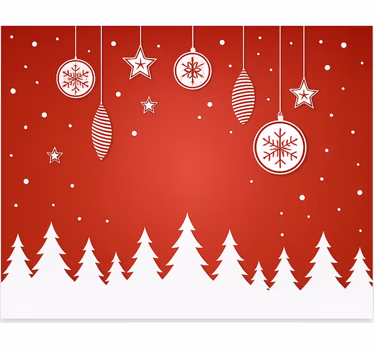 Rode kerstbomen rolgordijn woonkamer - TenStickers