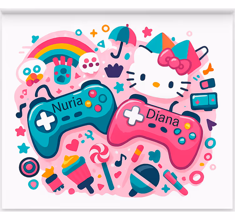 Aangepaste kattencontrollers gamer rolgordijn - TenStickers