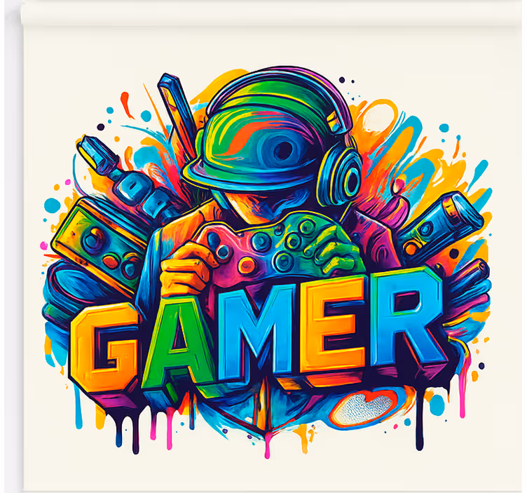 Opgesloten in videogamer gamer rolgordijn - TenStickers