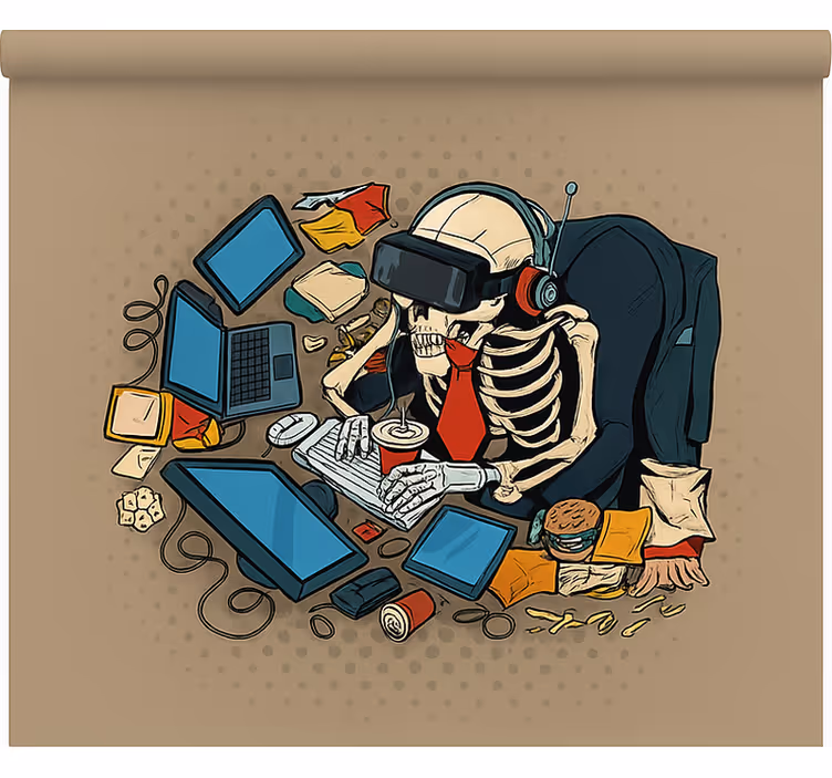 Skelet retro speler gamer rolgordijn - TenStickers