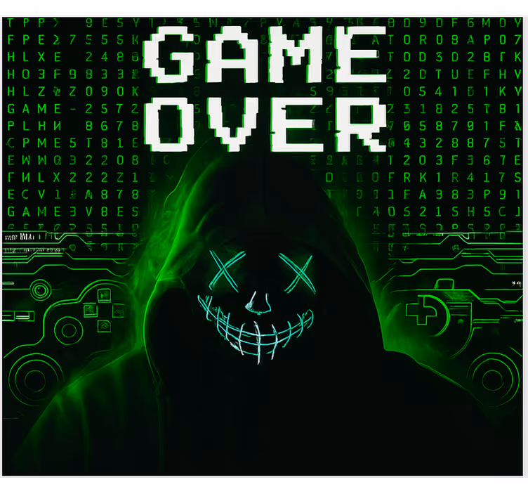 Gemaskerd gehackt game over gamer rolgordijn - TenStickers