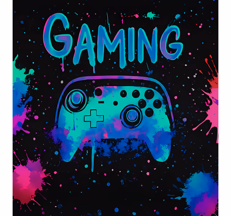 Neon-spatverfcontrollers gamer rolgordijn - TenStickers