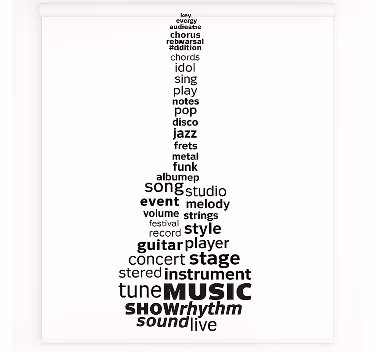 Muziek gitaar woorden rolgordijn tienerkamer - TenStickers