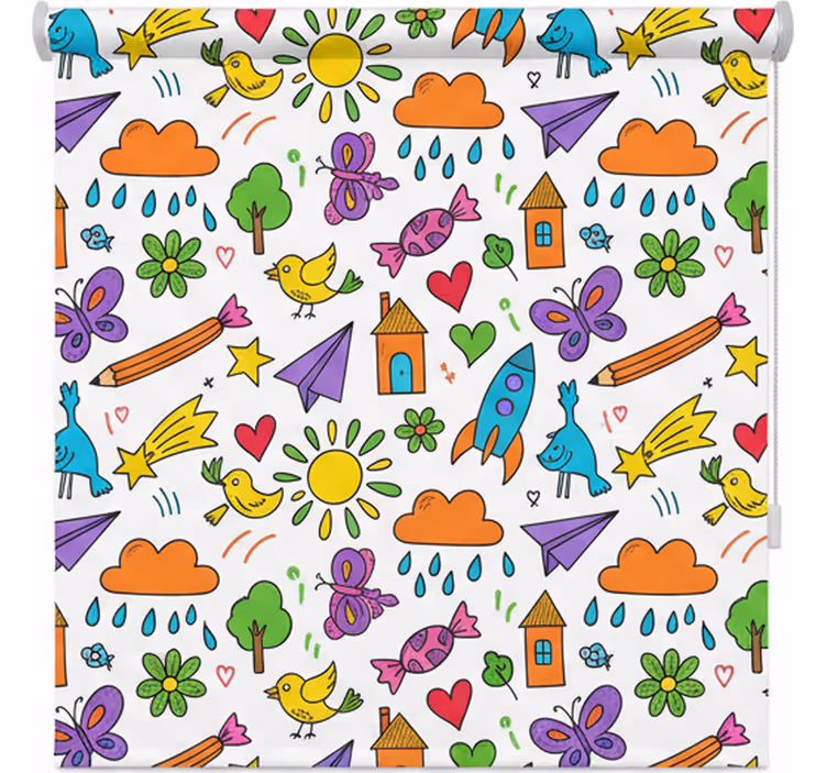 Raambekleding scandinavisch speelse krabbels print - TenStickers