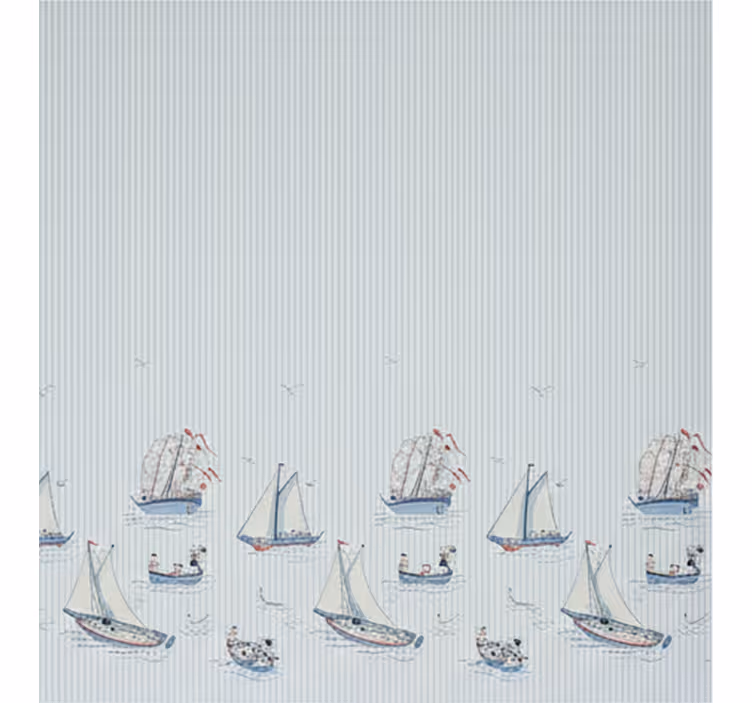 Raambekleding scandinavisch oceaanblauwe zeilschepen - TenStickers
