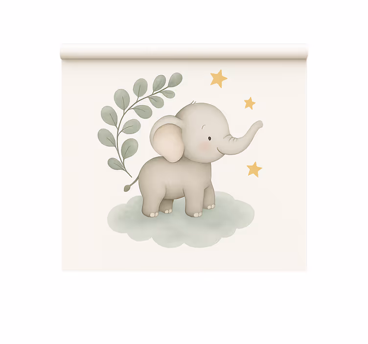 Raambekleding scandinavisch aanpasbare wolken babyolifant - TenStickers