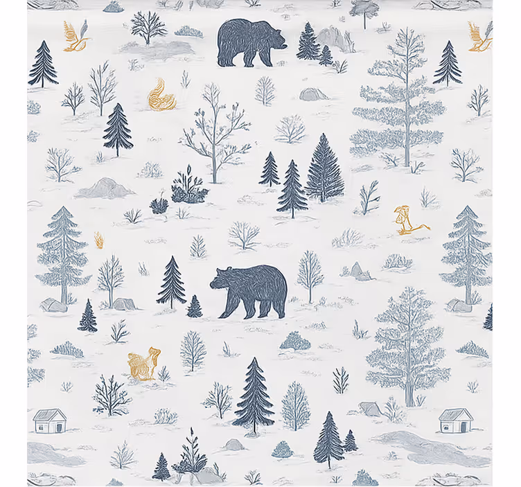 Raambekleding scandinavisch beer in scandinavische bossen - TenStickers