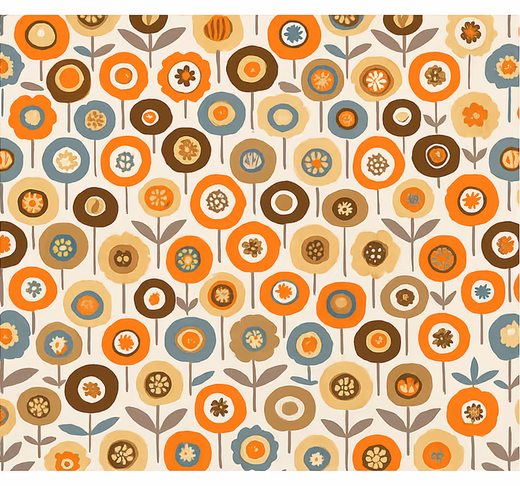 Raambekleding scandinavisch kleurrijke vintage bloemen - TenStickers