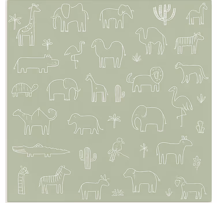 Raambekleding scandinavisch jungle dieren omtrek - TenStickers