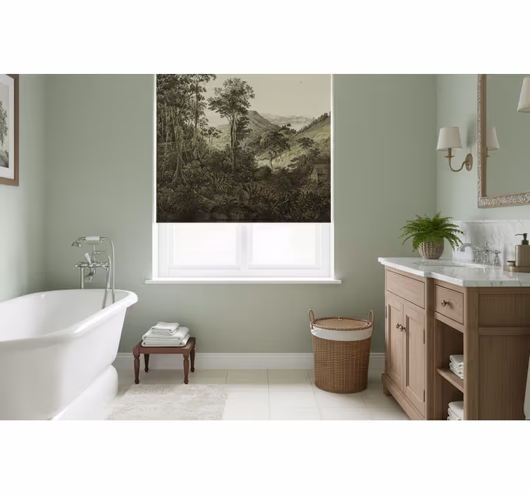 Rolgordijn bomen hilly forest print - TenStickers