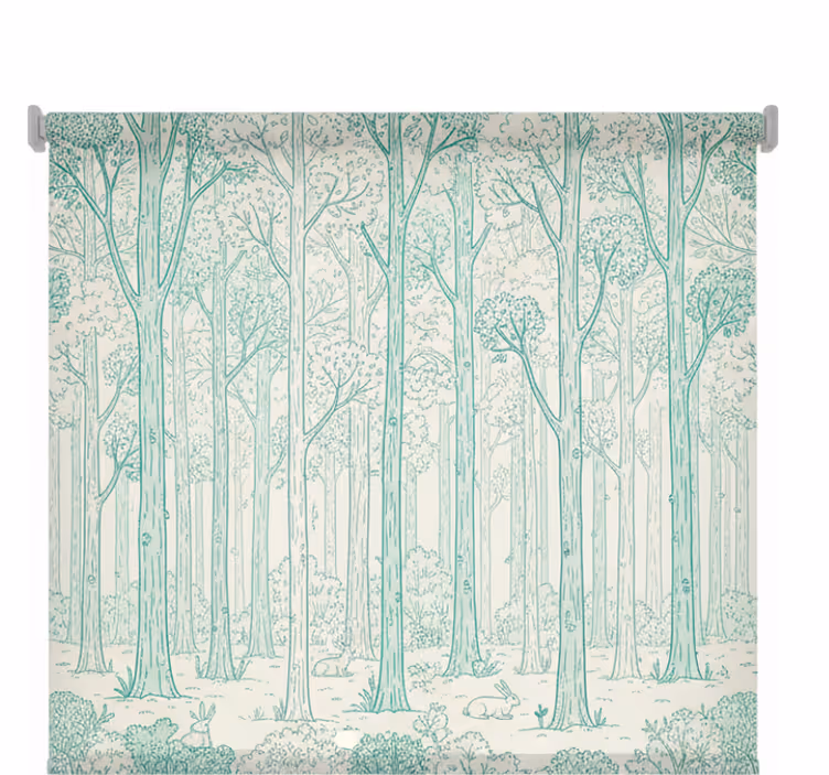 Rolgordijn bomen mint bos schets - TenStickers