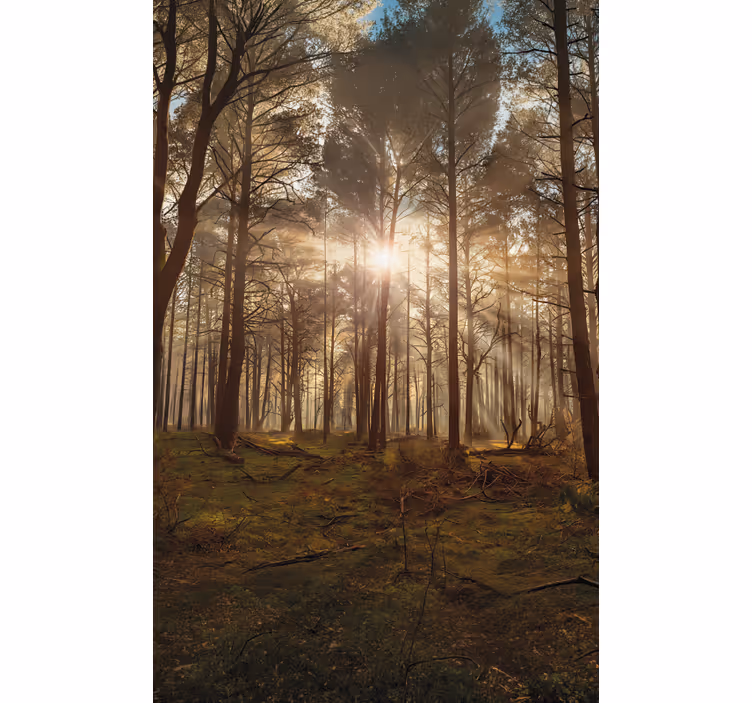 Rolgordijn bomen golden wildlife lounge - TenStickers
