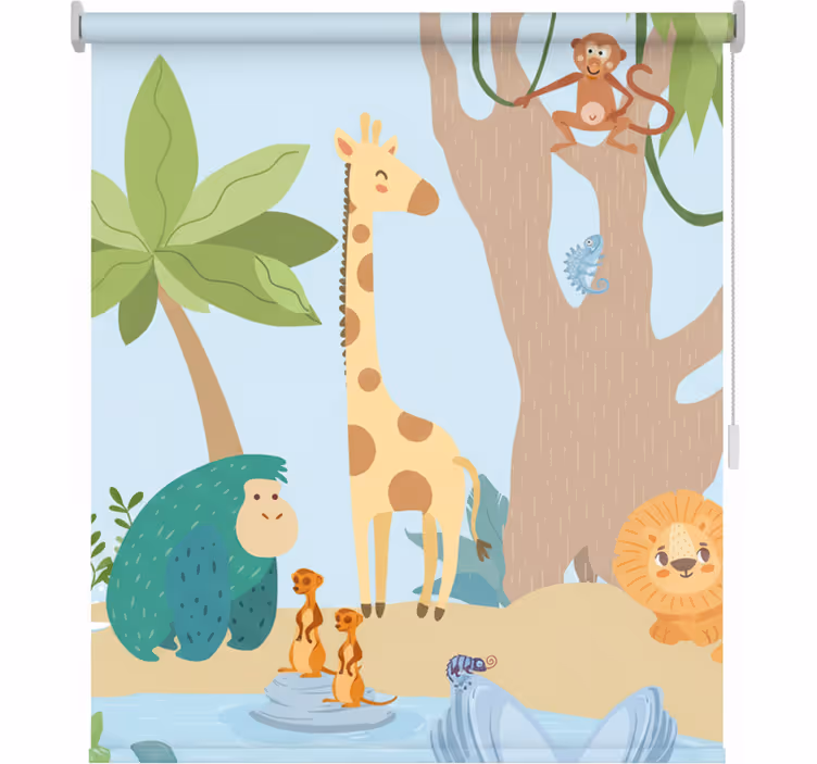 Rolgordijn kinderkamer jungle dieren - TenStickers