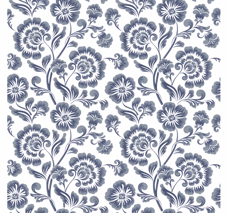 Raambekleding badkamer blauwe bloemen op witte achtergrond - TenStickers