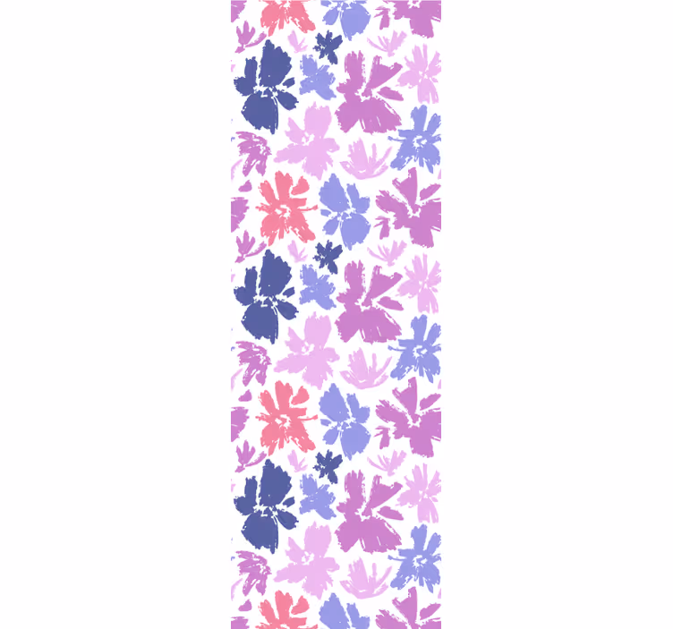 Eetkamer rolgordijn paarse bloemenprint - TenStickers