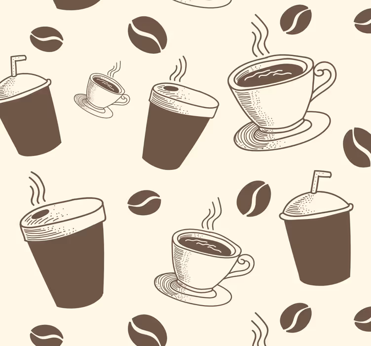 Rolgordijn keuken met koffiemokpatroon - TenStickers