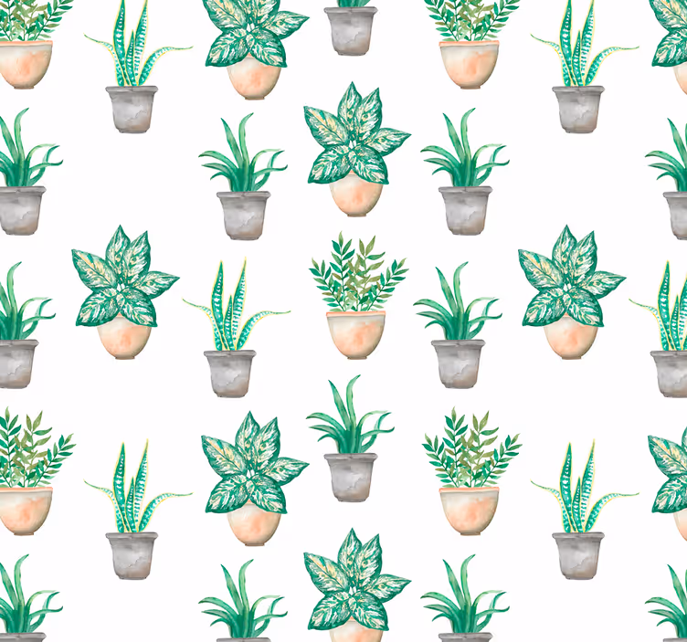 Rolgordijn keuken met patroon van potplanten - TenStickers