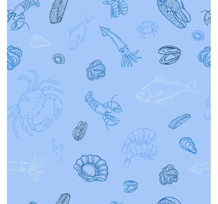 Rolgordijn keuken zeevruchtenpatroon - TenStickers