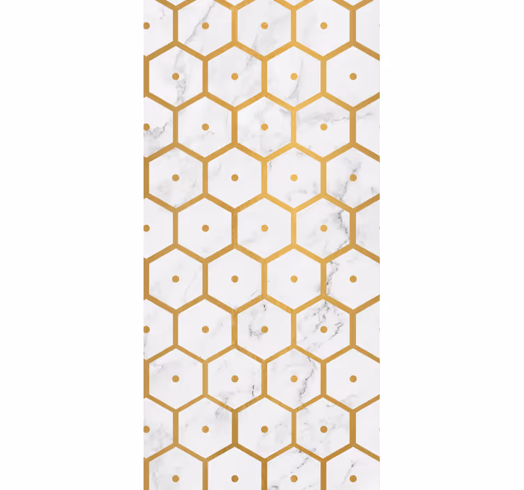 Rolgordijn keuken hexagonaal gouden marmerpatroon - TenStickers