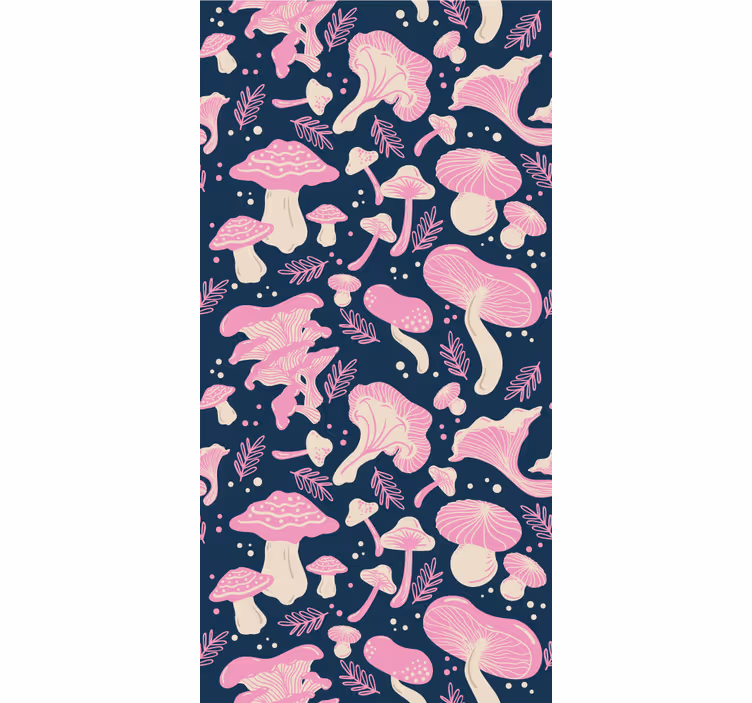 Rolgordijn keuken roze paddenstoelen patroon - TenStickers