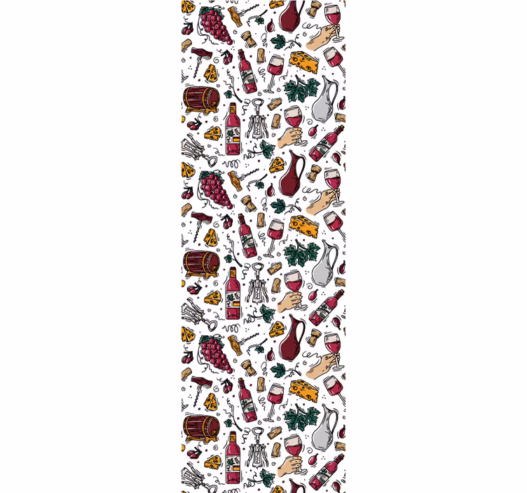 Rolgordijn keuken vintage patroon druiven wijn en kaas - TenStickers