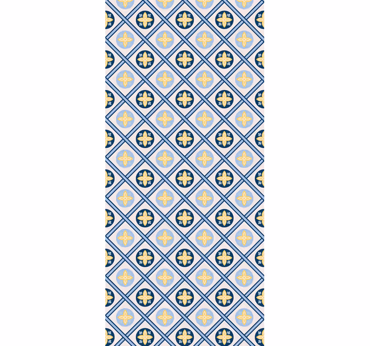 Rolgordijn keuken babyblauw en geel portugees tegel - TenStickers