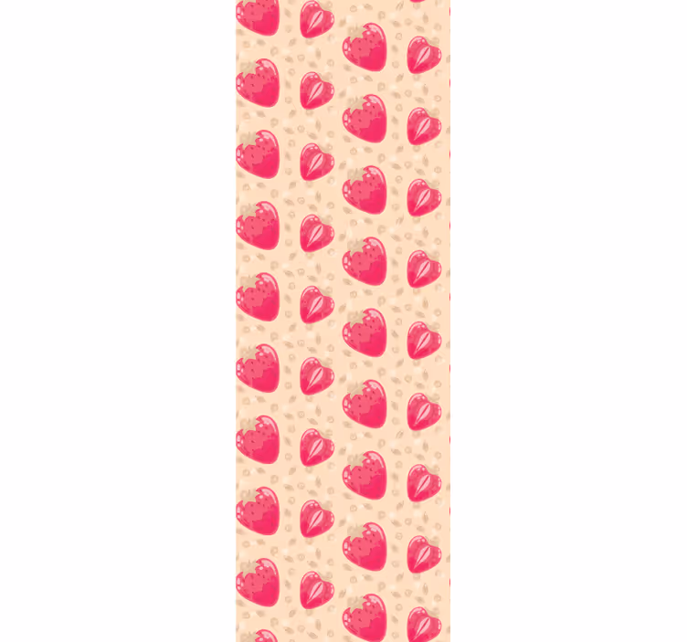 Rolgordijn keuken fruit aardbeienpatroon op beige - TenStickers