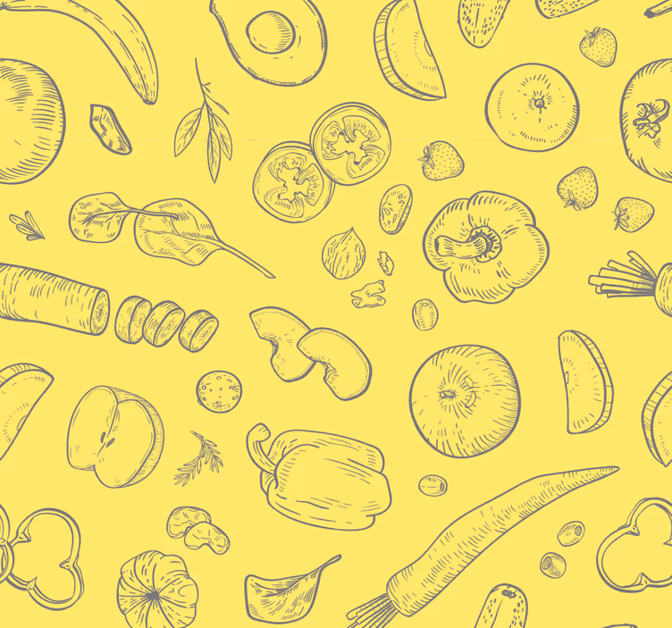 Rolgordijn keuken set van kleurrijke vruchten en groenten - TenStickers
