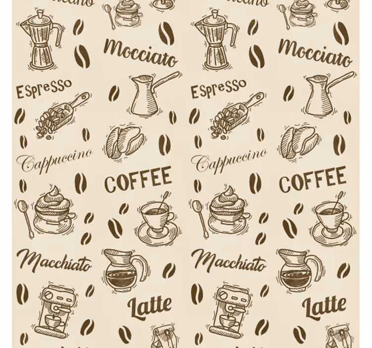 Rolgordijn keuken 3d koffie naam patronen - TenStickers